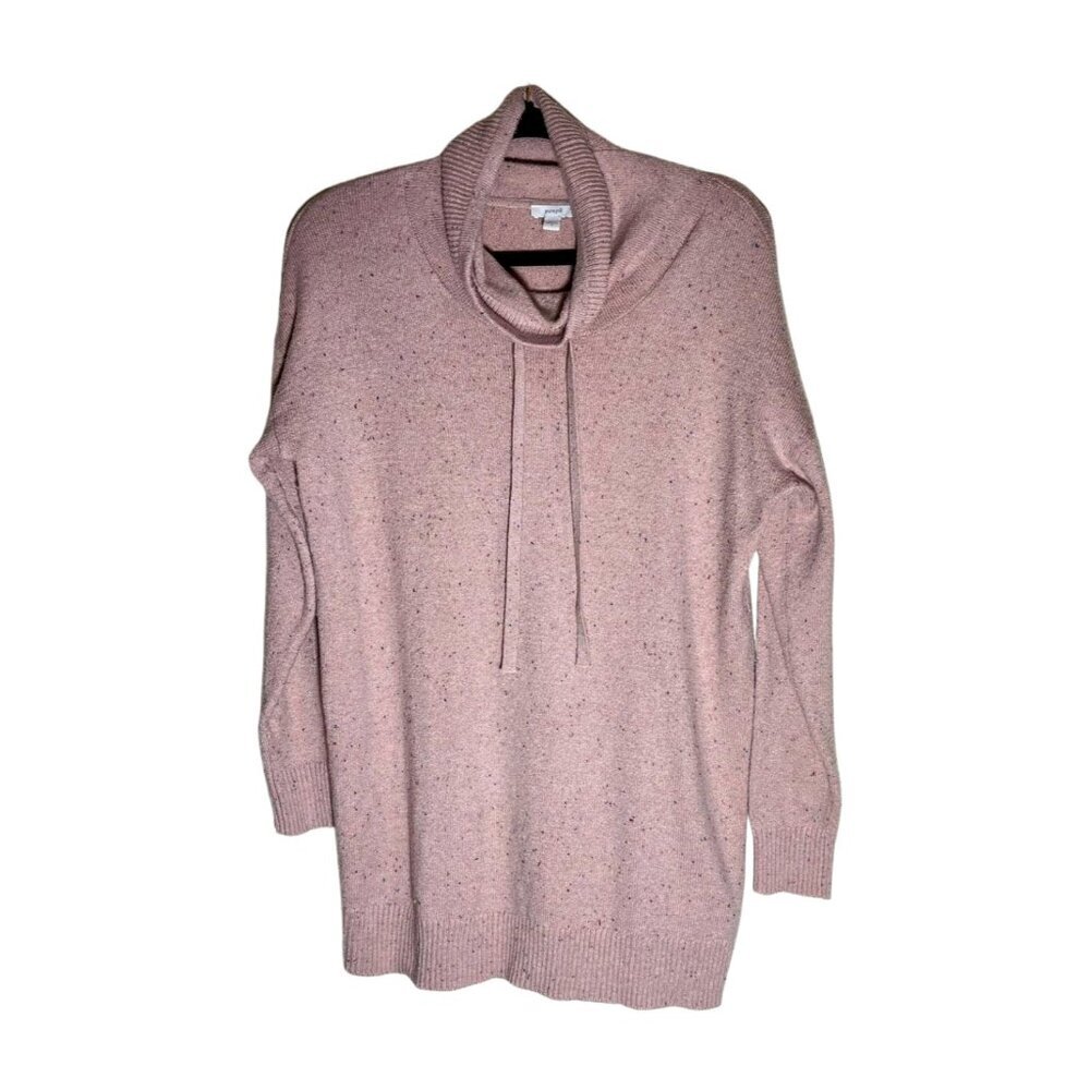 Pure Jill Women's Dusty Rose Pink Cowl Neck Drawstring Tunic Sweater Small